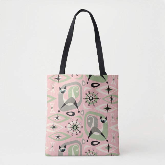 Mid Century Siamese Cat Abstract Tote Bag (Front)