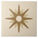 Mid-Century Single Gold Starburst | Large Tile<br><div class="desc">Mid-century modern inspired design featuring a single vintage retro gold starburst on a beige background. Simple, clean modern design. Create your own custom tile by uploading a new image, or use the "message" button to contact the designer for help. To create your own design: 1. Select personalise this template. 2....</div>