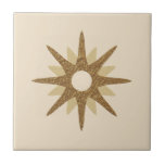 Mid-Century Single Gold Starburst Tile<br><div class="desc">Mid-century modern inspired design featuring a single vintage retro gold starburst on a beige background. Simple, clean modern design. Create your own custom tile by uploading a new image, or use the "message" button to contact the designer for help. To create your own design: 1. Select personalise this template. 2....</div>