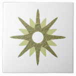 Mid-Century Single Green Starburst | Large Tile<br><div class="desc">Mid-century modern inspired design featuring a single vintage retro green starburst on a white background. Simple, clean modern design. Create your own custom tile by uploading a new image, or use the "message" button to contact the designer for help. To create your own design: 1. Select personalise this template. 2....</div>