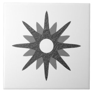 Mid-Century Single Silver Starburst   Large Tile