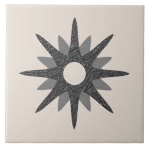 Mid-Century Single Silver Starburst Large Tile
