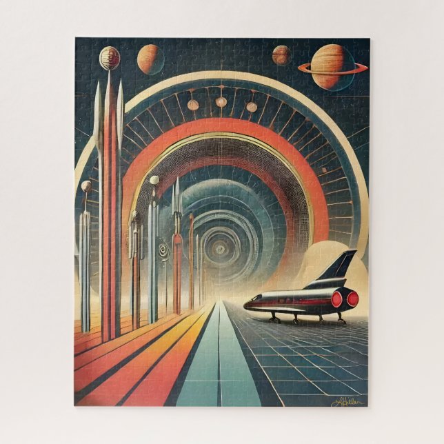 Mid Century Space Age Art Wormhole Port Jigsaw Puzzle (Vertical)