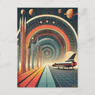 Mid Century Space Age Art Wormhole Port Postcard