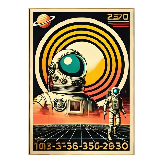 Mid Century Space Age Astronaut Landing Art  Photo Print (Front)
