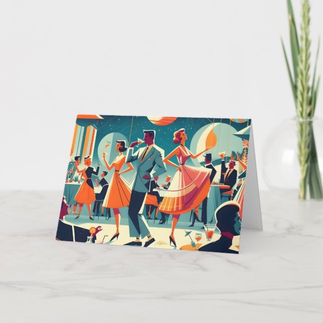 Mid Century Space Age Cocktail Party Card (Front)