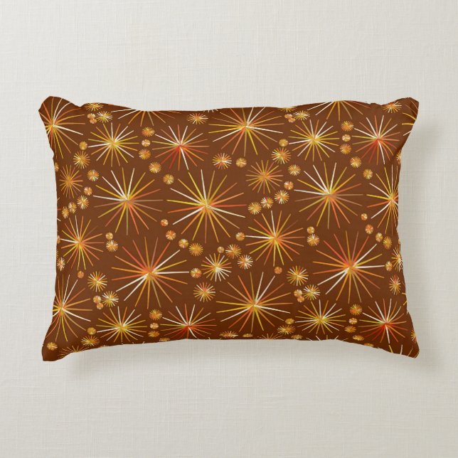 Mid Century Sputnik pattern, Chocolate Brown Decorative Cushion (Front)