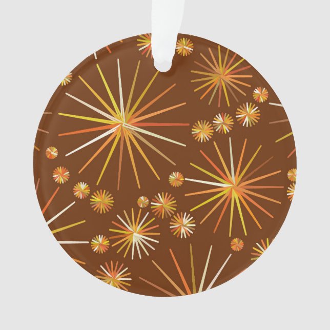 Mid Century Sputnik pattern, Chocolate Brown Ornament (Front)