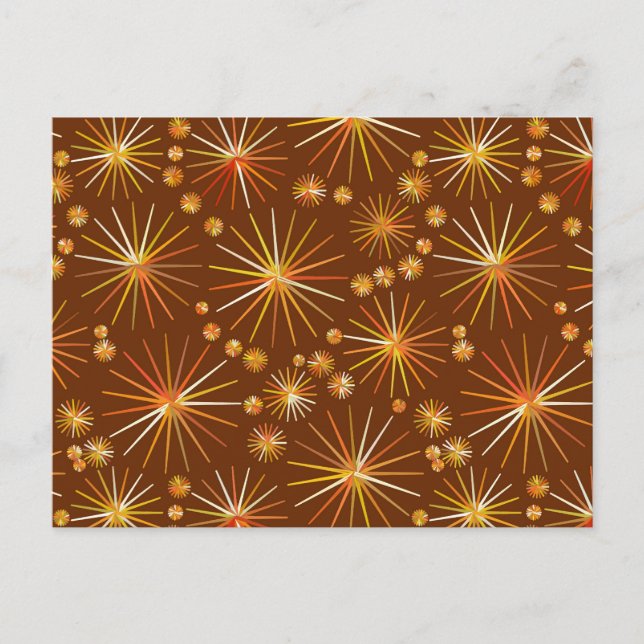 Mid Century Sputnik pattern, Chocolate Brown Postcard (Front)
