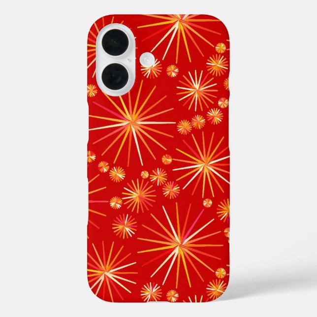 Mid Century Sputnik pattern, Deep Red Case-Mate iPhone Case (Back)