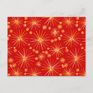 Mid Century Sputnik pattern, Deep Red Postcard