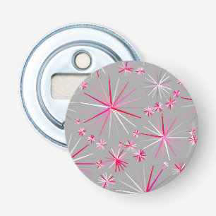 Mid Century Sputnik pattern, Grey and Fuchsia Bottle Opener