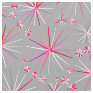 Mid Century Sputnik pattern, Grey and Fuchsia Fabric