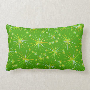 Mid Century Sputnik pattern, Olive Green Lumbar Cushion