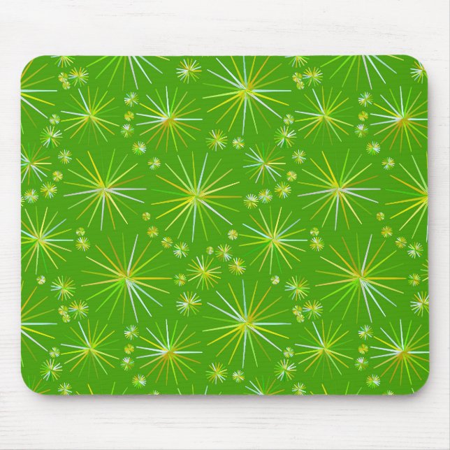 Mid Century Sputnik pattern, Olive Green Mouse Pad (Front)
