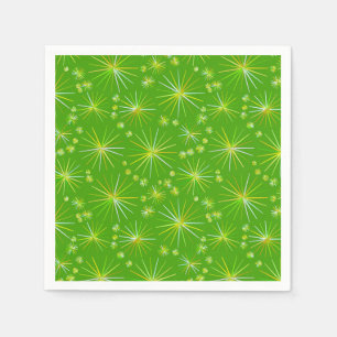 Mid Century Sputnik pattern, Olive Green Napkin