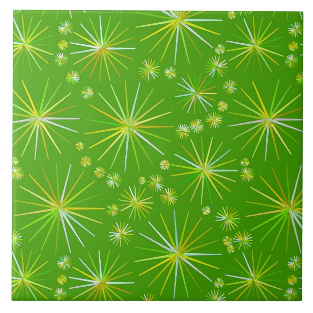 Mid Century Sputnik pattern, Olive Green Tile (Front)
