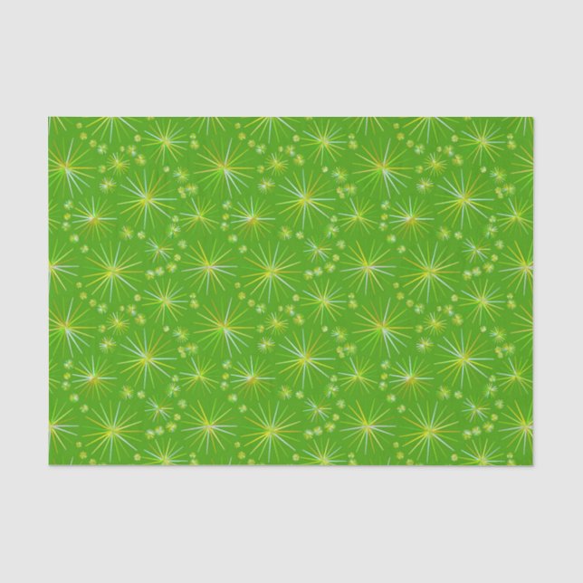 Mid Century Sputnik pattern, Olive Green Tissue Paper (Front)