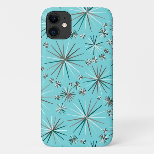 Mid Century Sputnik pattern, Robin's Egg Blue Case-Mate iPhone Case (Back)