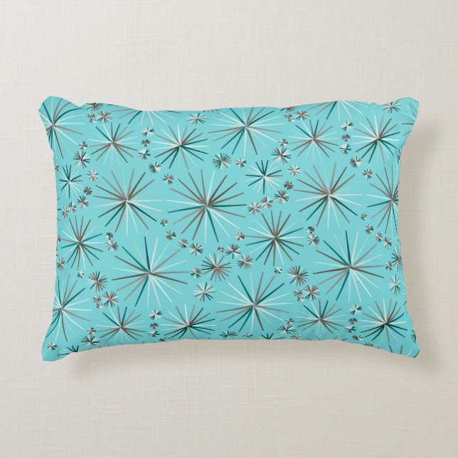 Mid Century Sputnik pattern, Robin's Egg Blue Decorative Cushion (Front)