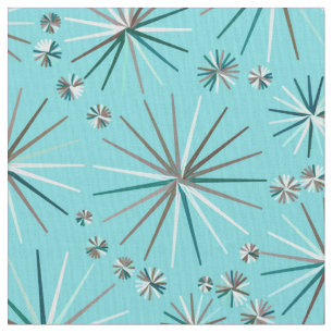 Mid Century Sputnik pattern, Robin's Egg Blue Fabric