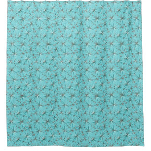 Mid Century Sputnik pattern, Robin's Egg Blue Shower Curtain
