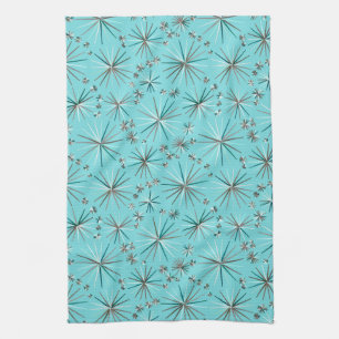 Mid Century Sputnik pattern, Robin's Egg Blue Tea Towel