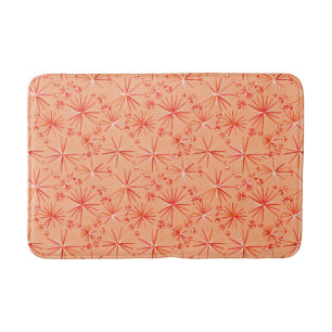 Mid Century Sputnik pattern, Shades of Coral Bath Mat