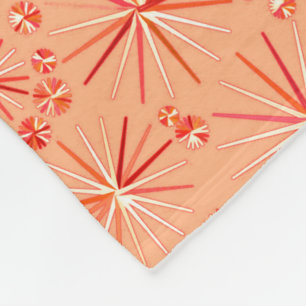 Mid Century Sputnik pattern, Shades of Coral Fleece Blanket