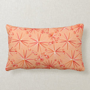 Mid Century Sputnik pattern, Shades of Coral Lumbar Cushion