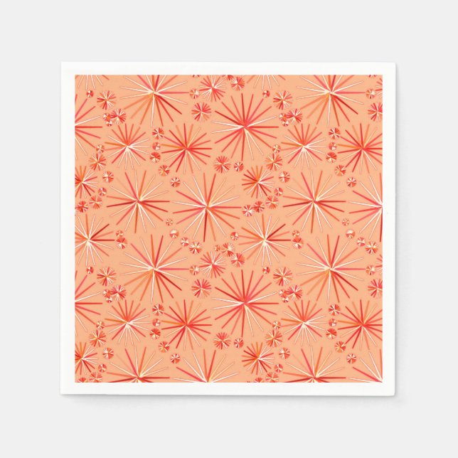 Mid Century Sputnik pattern, Shades of Coral Napkin (Front)