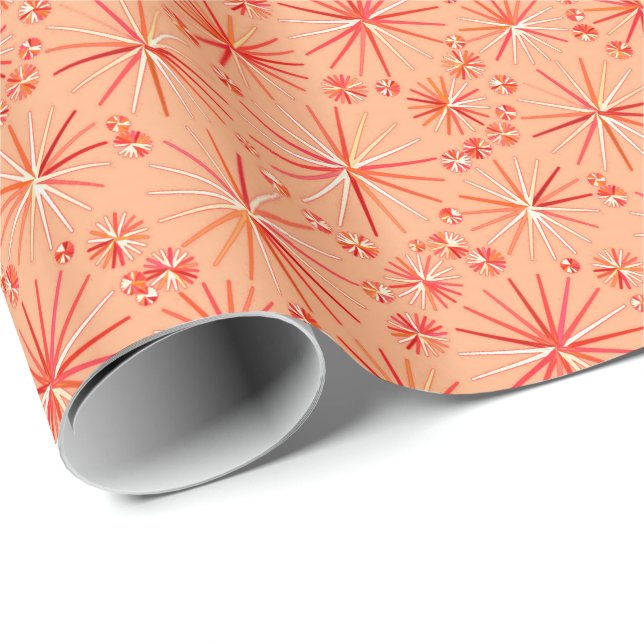 Mid Century Sputnik pattern, Shades of Coral Wrapping Paper (Roll Corner)