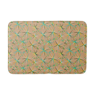 Mid Century Sputnik pattern, Taupe Tan Bath Mat