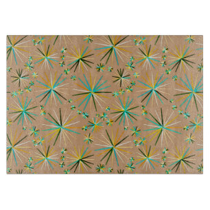 Mid Century Sputnik pattern, Taupe Tan Cutting Board