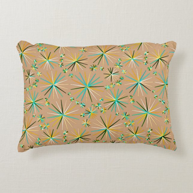 Mid Century Sputnik pattern, Taupe Tan Decorative Cushion (Front)