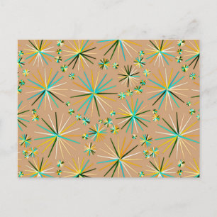 Mid Century Sputnik pattern, Taupe Tan Postcard