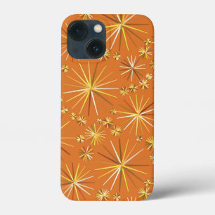 Mid Century Sputnik pattern, Terracotta iPhone 13 Mini Case