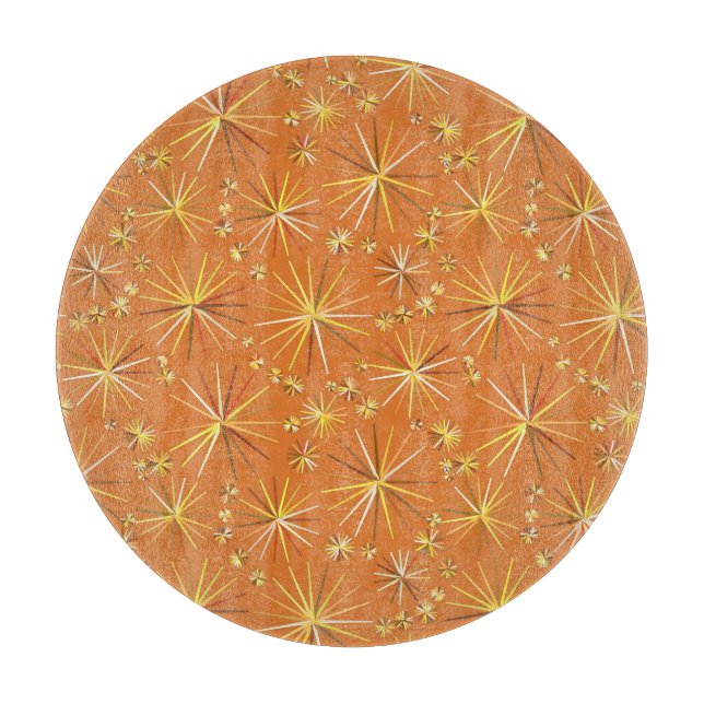 Mid Century Sputnik pattern, Terracotta Cutting Board (Front)