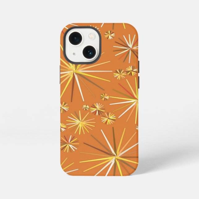 Mid Century Sputnik pattern, Terracotta iPhone Case (Back)