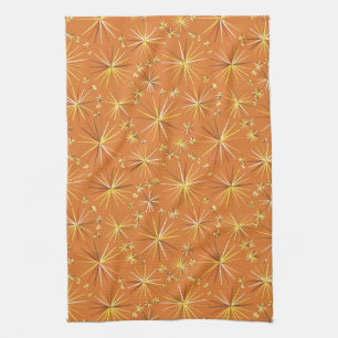 Mid Century Sputnik pattern, Terracotta Tea Towel