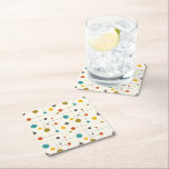 Mid Century  Square Paper Coaster<br><div class="desc">Elevate your gatherings with our Mid Century Square Paper Coasters. Featuring a stylish design of interconnected dots in vibrant red, green, yellow, and teal, these coasters bring a touch of retro charm to any setting. Perfect for adding a pop of colour and a hint of nostalgia to your drinks, these...</div>