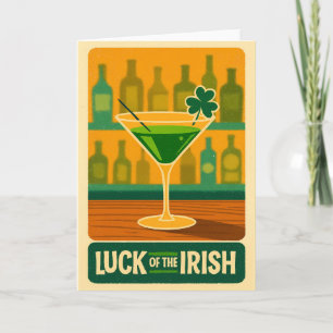 Mid Century St. Patrick's Shamrock Martini Art Card