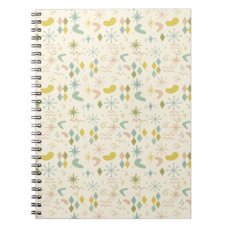 Mid Century Starburst and Boomerang Pattern Notebook