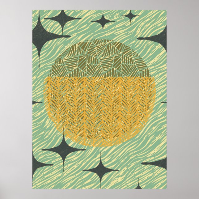 Mid Century Starburst Geometric Design Poster (Front)