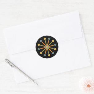 Mid Century Starburst Stripe Custom Colours SVG Classic Round Sticker
