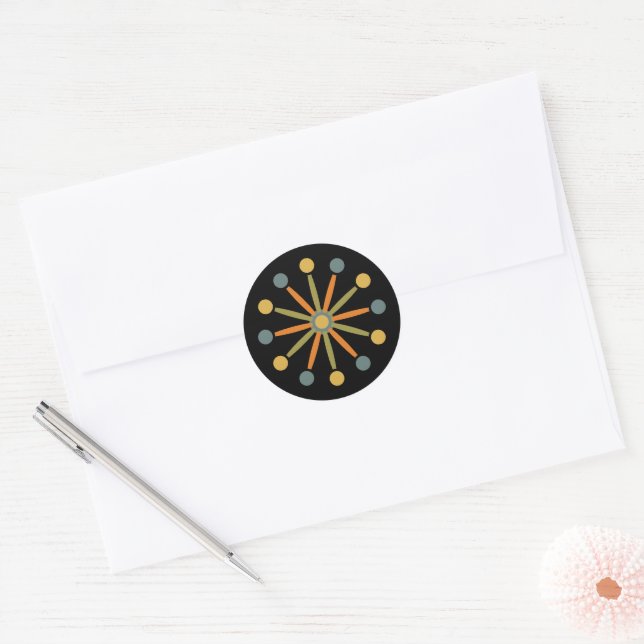 Mid Century Starburst Stripe Custom Colours SVG Classic Round Sticker (Envelope)