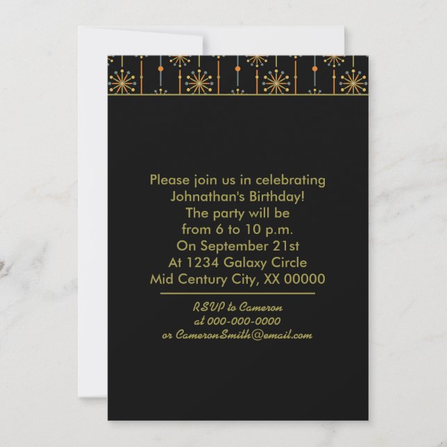 Mid Century Starburst Stripe Custom Colours SVG Invitation (Front)