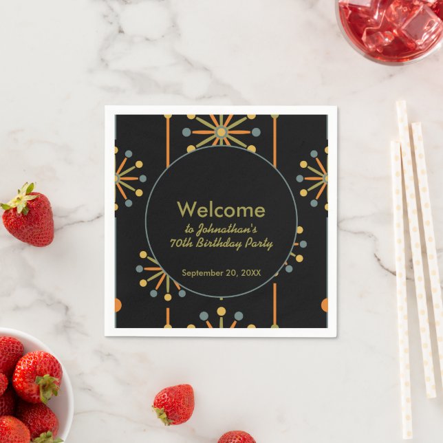 Mid Century Starburst Stripe Custom Colours SVG Napkin (Insitu)