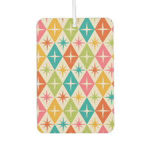 Mid Century Starbursts on Colourful Retro Diamonds Car Air Freshener