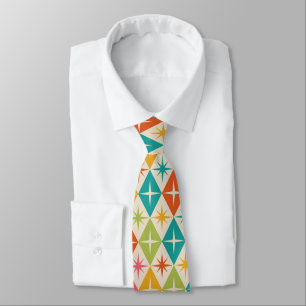 Mid Century Starbursts on Colourful Retro Diamonds Tie